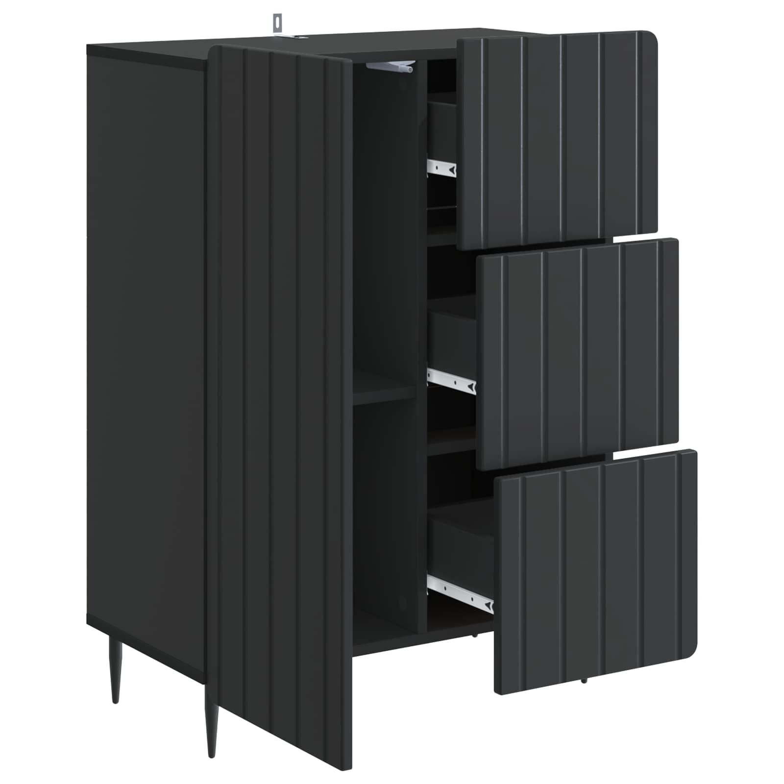Dressoir met lade Zwart 66 x 34,5 x 91,5 cm Bewerkt hout