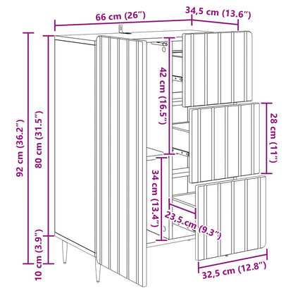Dressoir Hoogglans Wit 66 x 34,5 x 91,5 cm Bewerkt hout