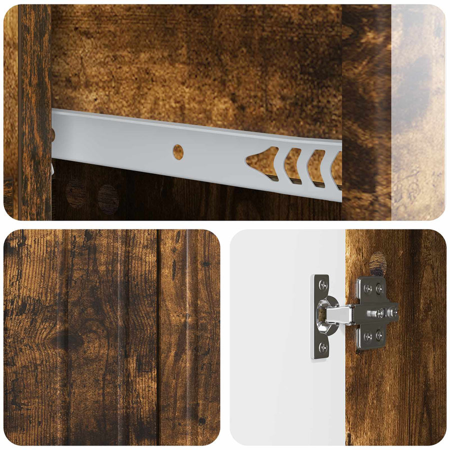 Dressoir Gerookt eiken 66 x 34,5 x 91,5 cm Bewerkt hout
