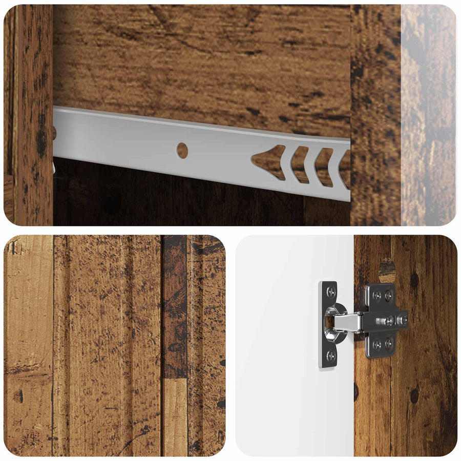 Dressoir met lade Oud hout 66 x 34,5 x 91,5 cm Bewerkt hout