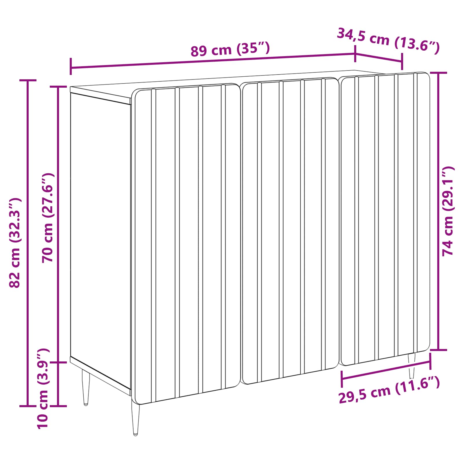 Dressoir Gerookt eiken 89 x 34,5 x 82 cm Bewerkt hout