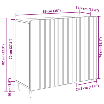 Dressoir Gerookt eiken 89 x 34,5 x 82 cm Bewerkt hout