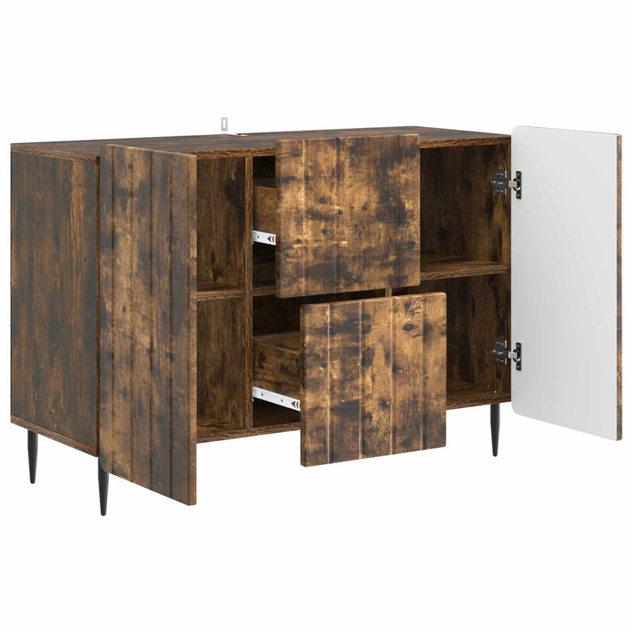 Dressoir met lade Gerookt eiken 89 x 34,5 x 62 cm Bewerkt hout