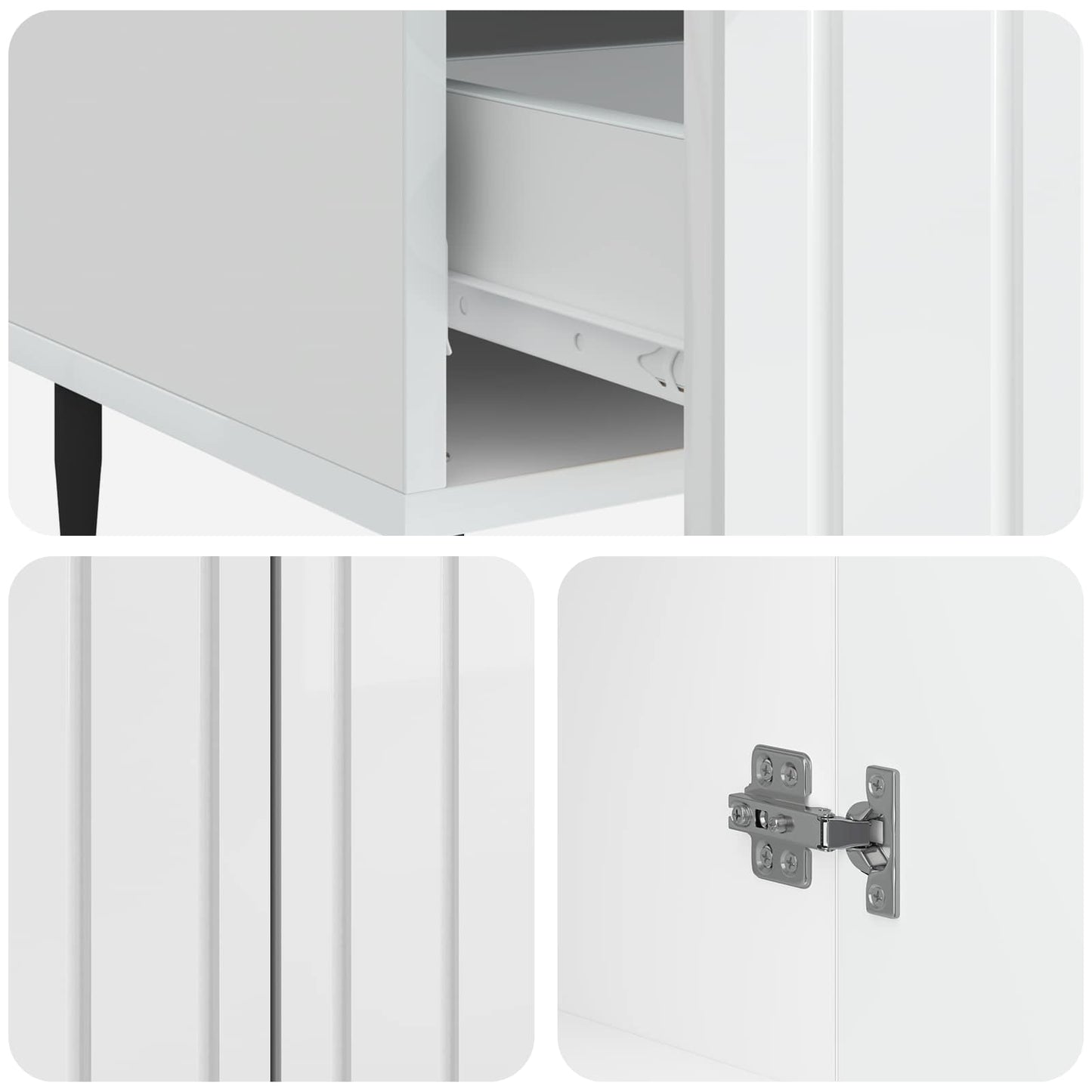 Dressoir met lade Hoogglans Wit 66 x 34,5 x 97 cm Bewerkt hout