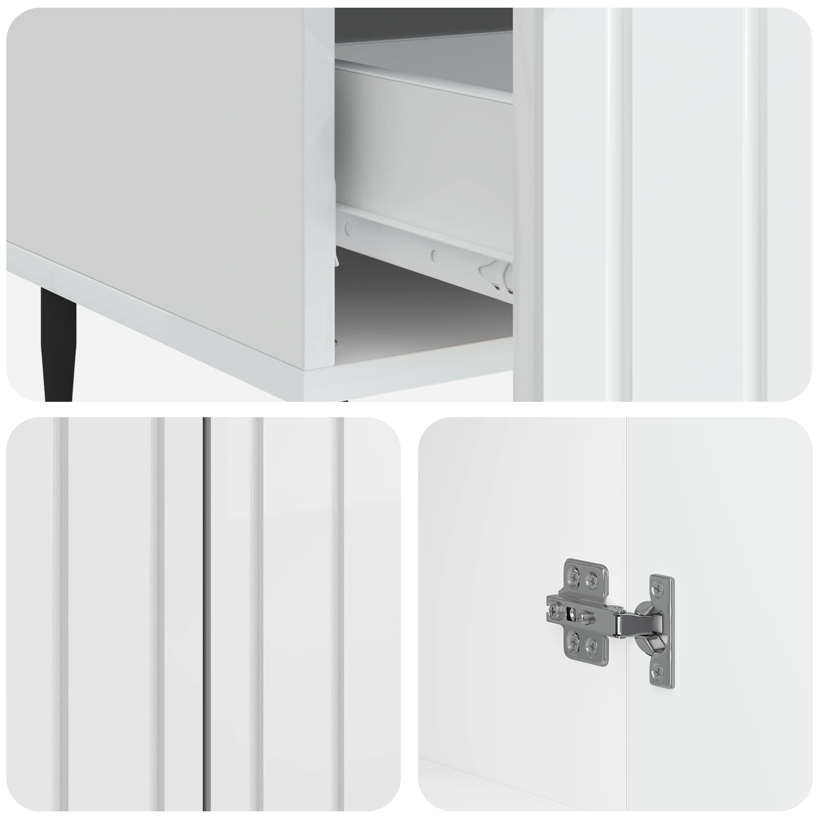 Dressoir met lade Hoogglans Wit 66 x 34,5 x 97 cm Bewerkt hout