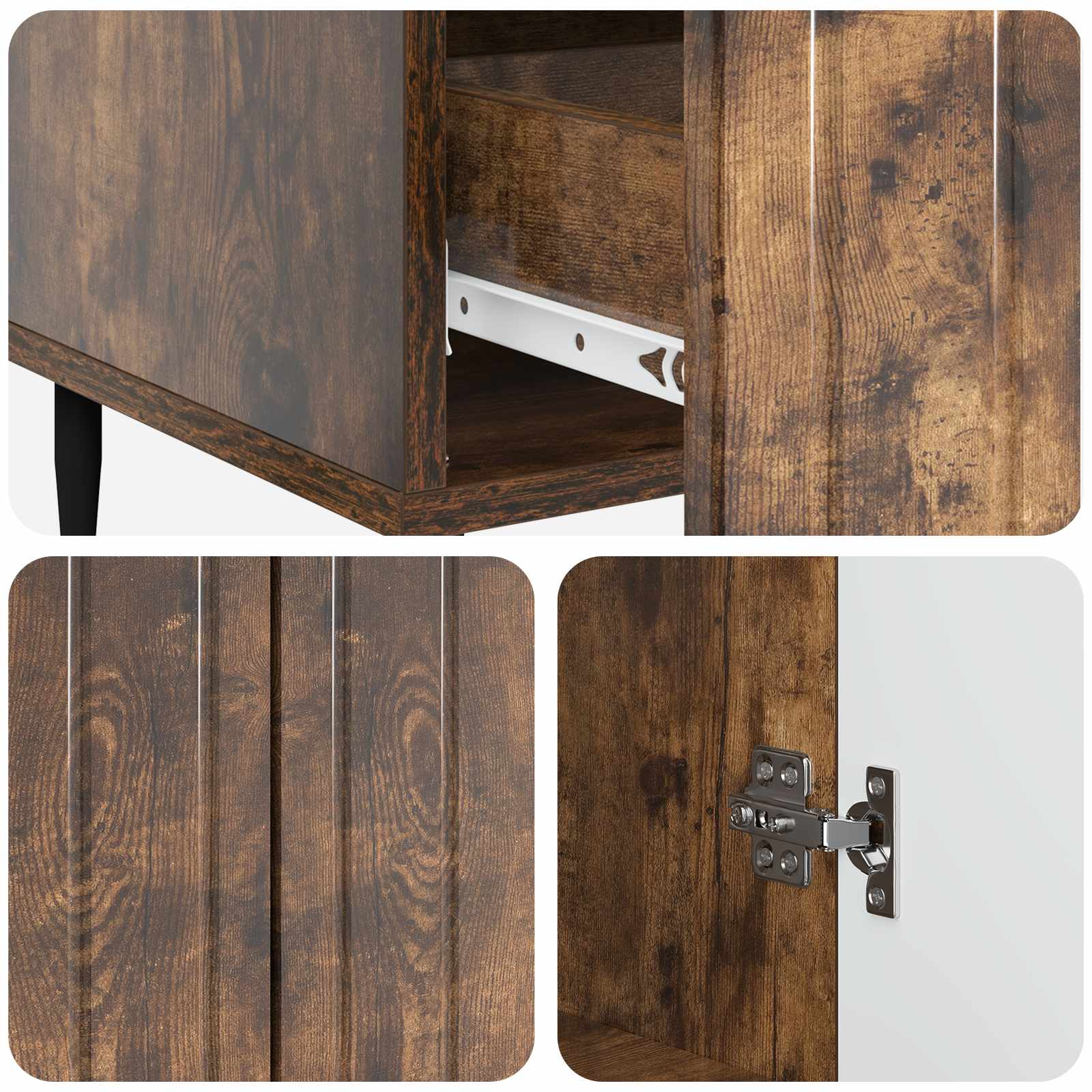 Dressoir met lade Gerookt eiken 66 x 34,5 x 97 cm Bewerkt hout