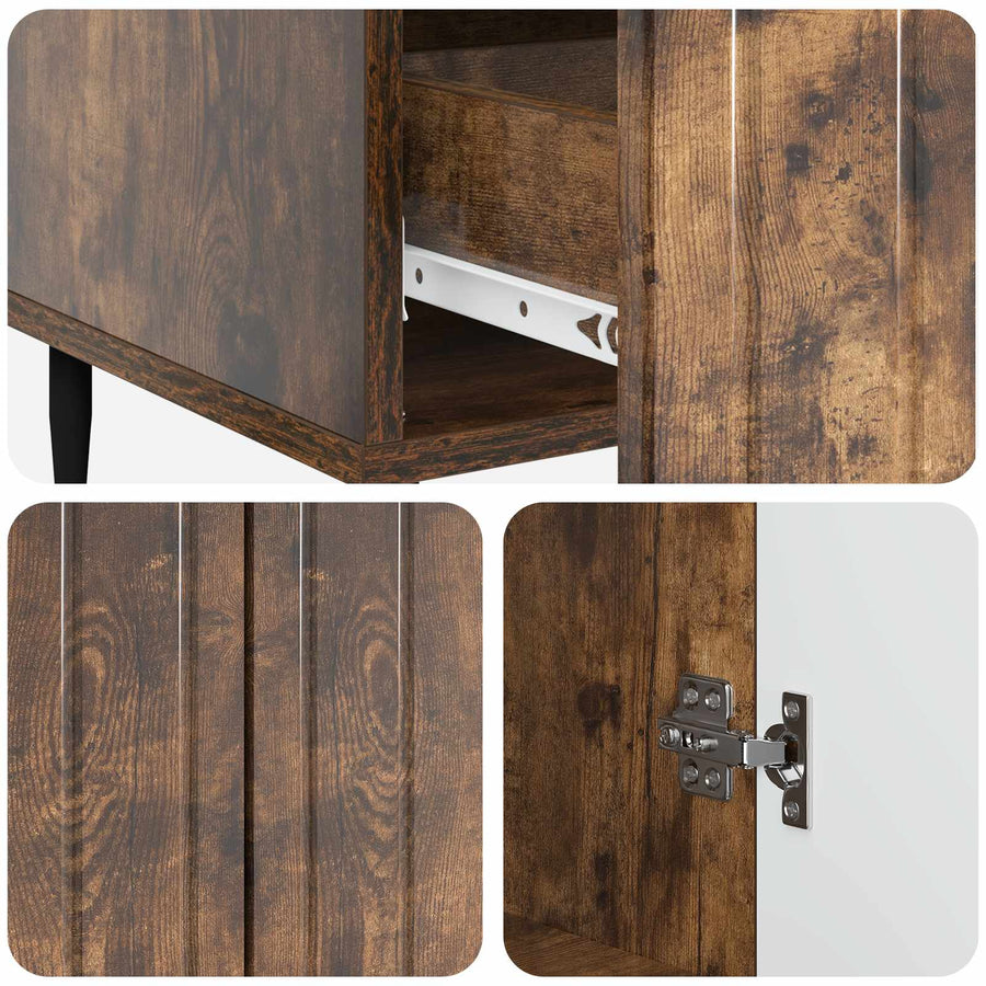 Dressoir met lade Gerookt eiken 66 x 34,5 x 97 cm Bewerkt hout
