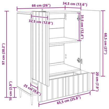 Dressoir met lade Gerookt eiken 66 x 34,5 x 97 cm Bewerkt hout