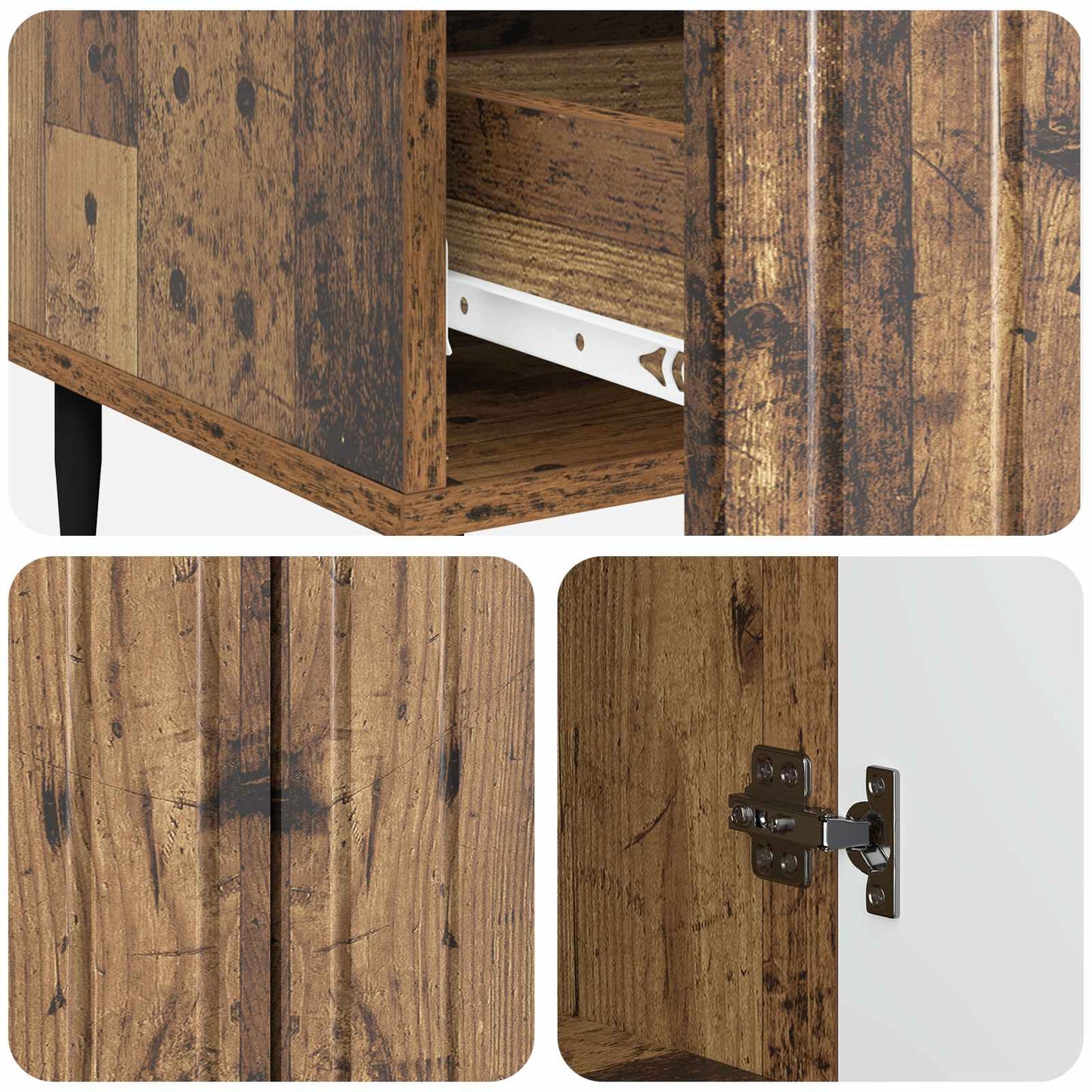 Dressoir met lade Oud hout 66 x 34,5 x 97 cm Bewerkt hout