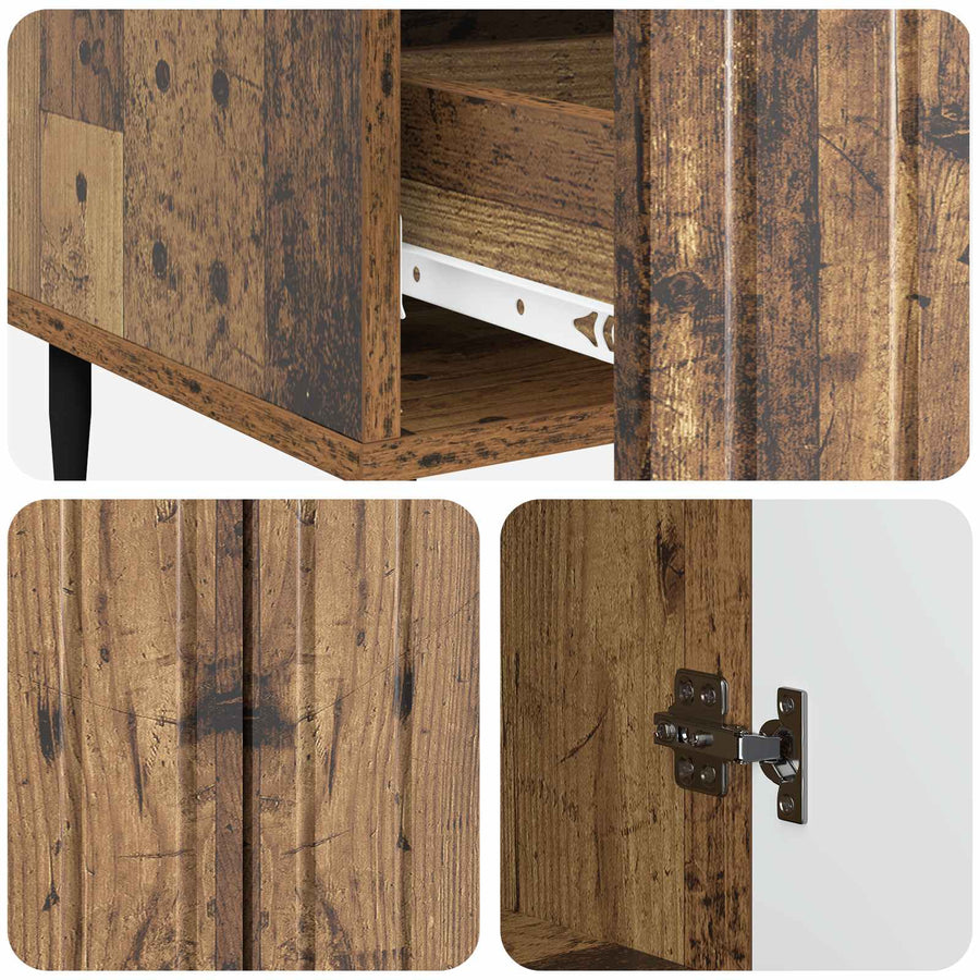 Dressoir met lade Oud hout 66 x 34,5 x 97 cm Bewerkt hout
