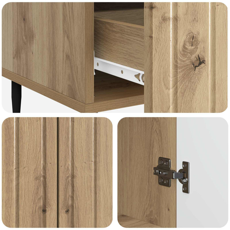 Dressoir Artisanaal eiken 66 x 34,5 x 97 cm Bewerkt hout