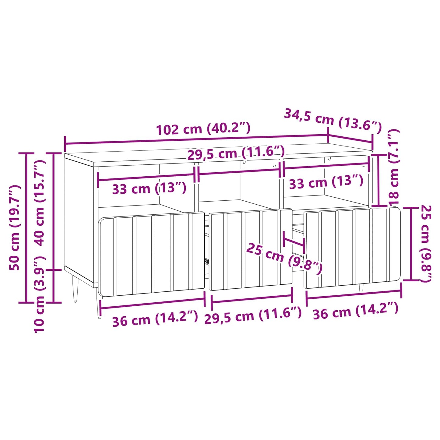 TV-kast met lade Sonoma Eiken 102 x 34,5 x 50 cm Bewerkt hout