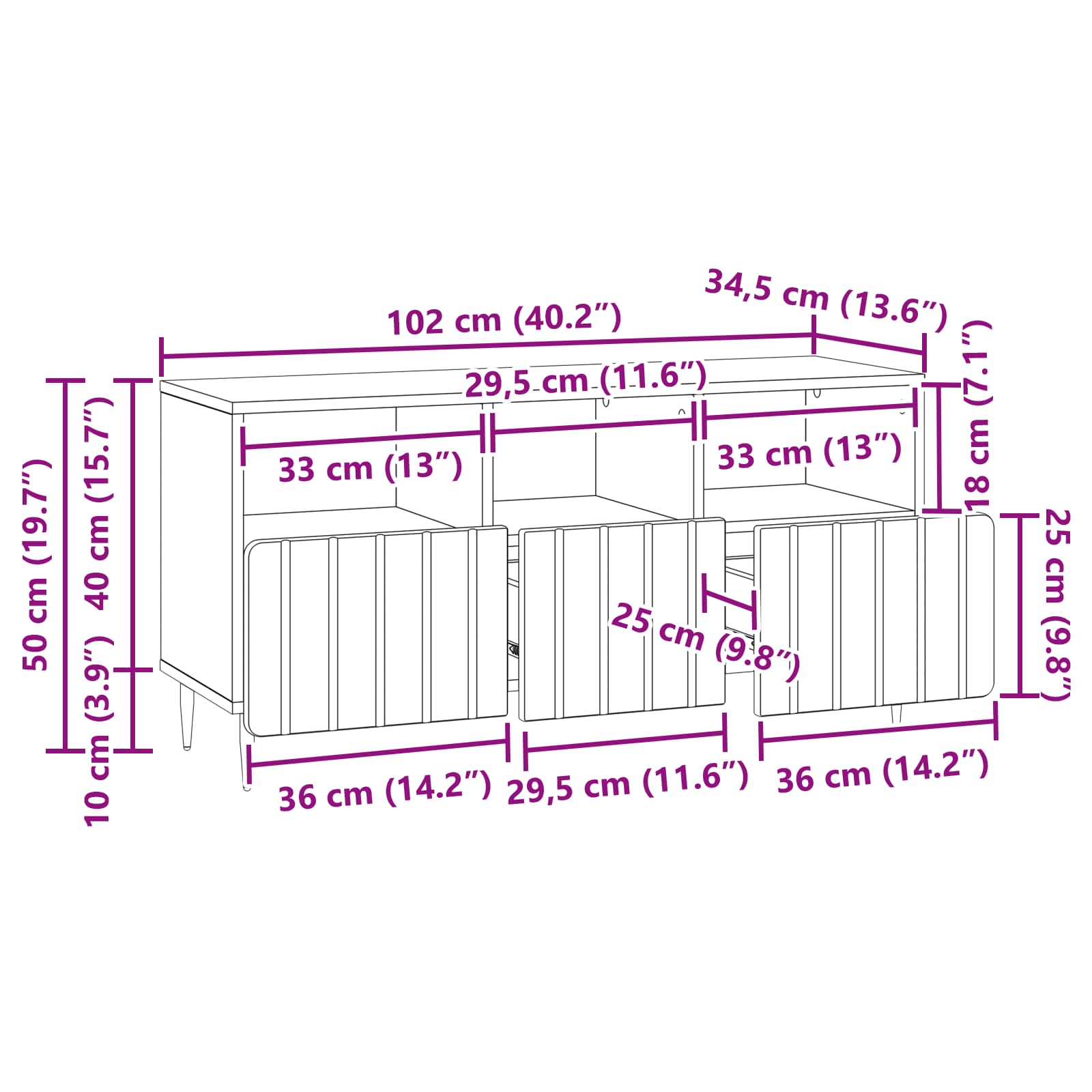 TV-kast met lade Sonoma Eiken 102 x 34,5 x 50 cm Bewerkt hout