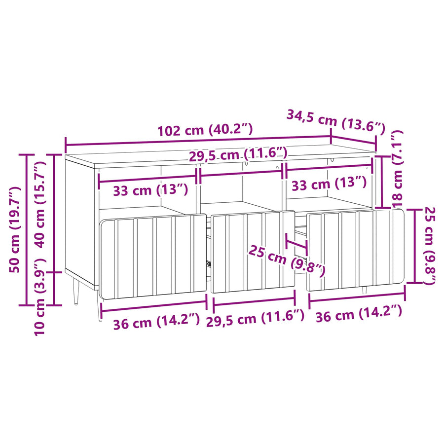 TV-kast met lade Sonoma Eiken 102 x 34,5 x 50 cm Bewerkt hout