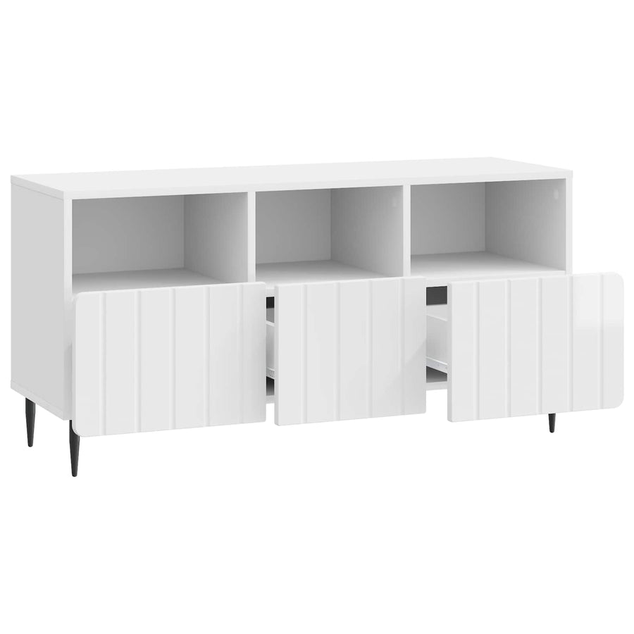TV-kast met lade Hoogglans Wit 102 x 34,5 x 50 cm Bewerkt hout