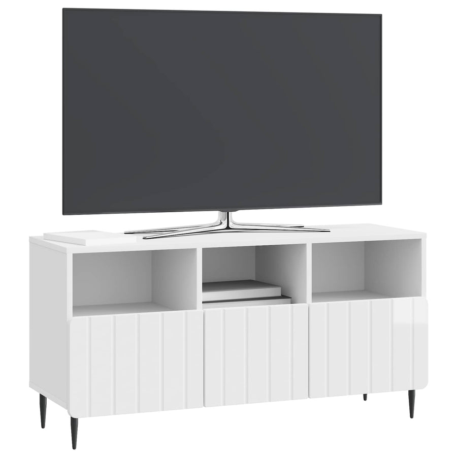 TV-kast met lade Hoogglans Wit 102 x 34,5 x 50 cm Bewerkt hout