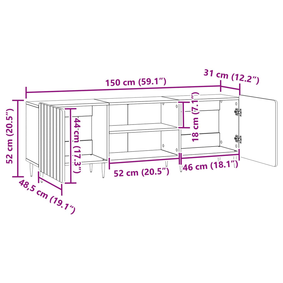 TV-kast Betongrijs 150 x 31 x 52 cm Bewerkt hout