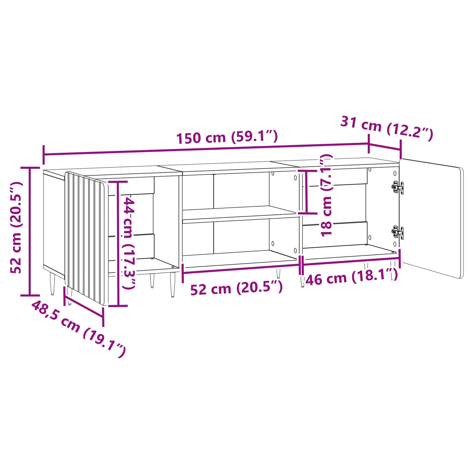 TV-kast Grijs sonoma 150 x 31 x 52 cm Bewerkt hout