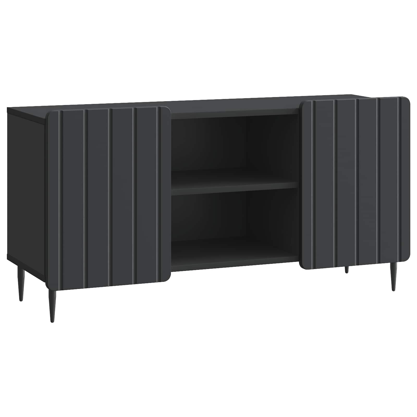 TV-kast Zwart 102 x 34,5 x 52 cm Bewerkt hout