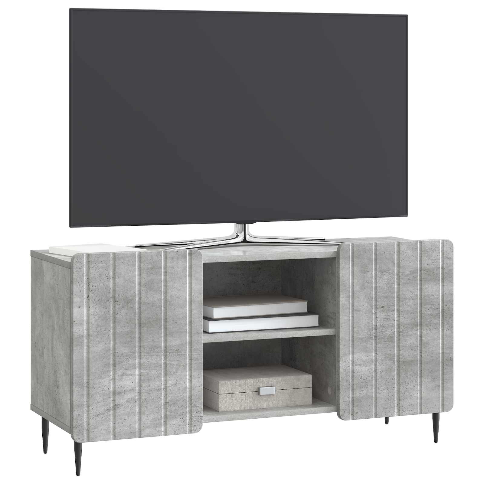 TV-kast Betongrijs 102 x 34,5 x 52 cm Bewerkt hout
