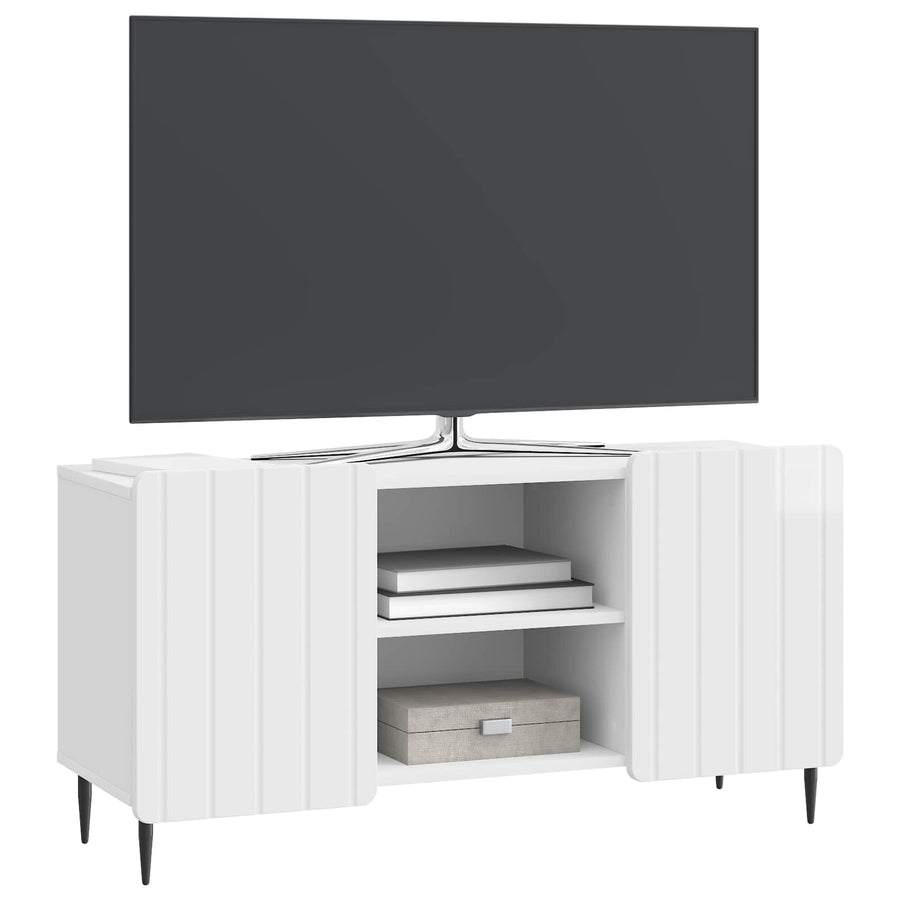 TV-kast Hoogglans Wit 102 x 34,5 x 52 cm Bewerkt hout