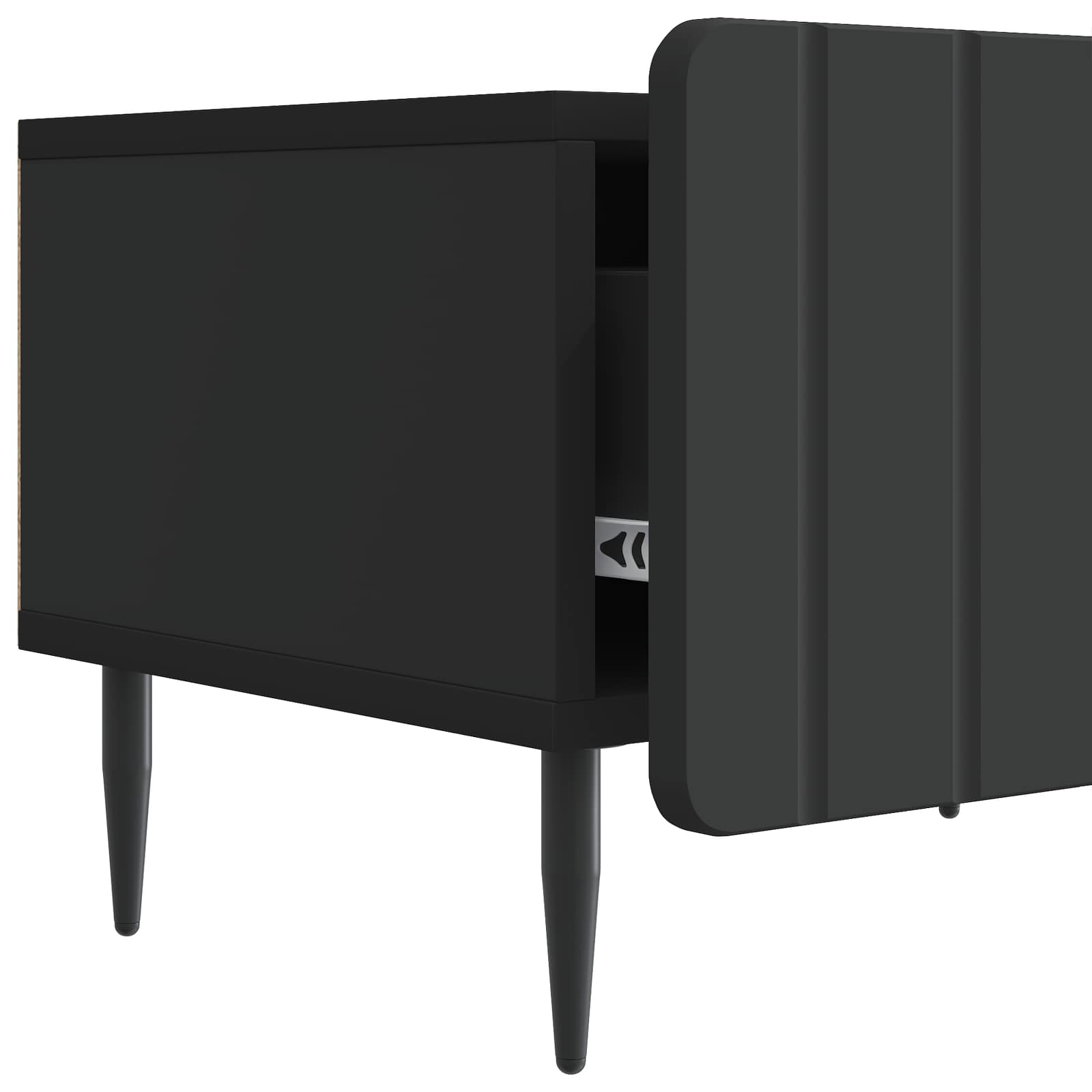 TV-kast met lade Zwart 147 x 34,5 x 32 cm Bewerkt hout