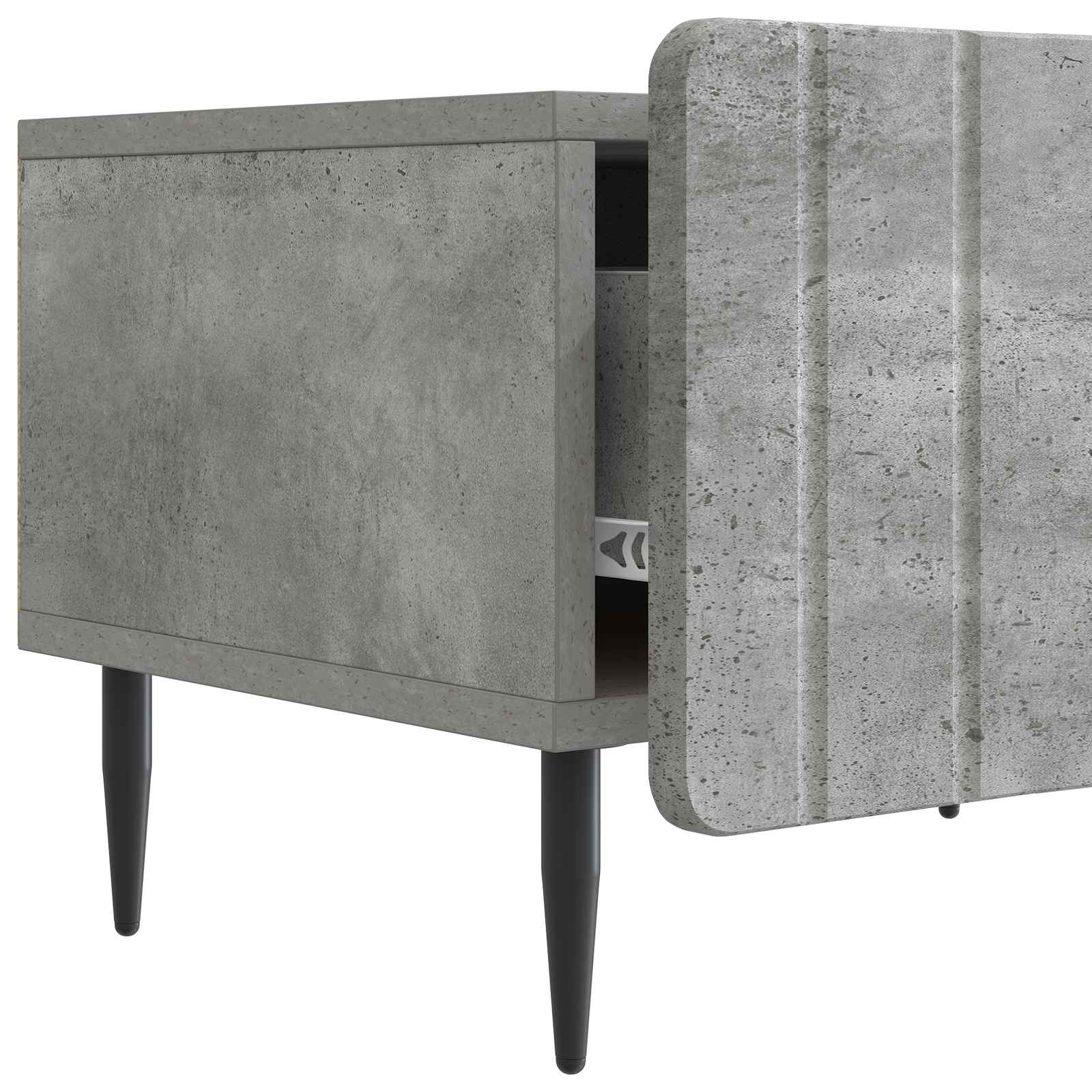 TV-kast met lade Betongrijs 147 x 34,5 x 32 cm Bewerkt hout