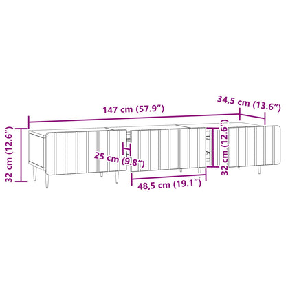 TV-kast met lade Betongrijs 147 x 34,5 x 32 cm Bewerkt hout