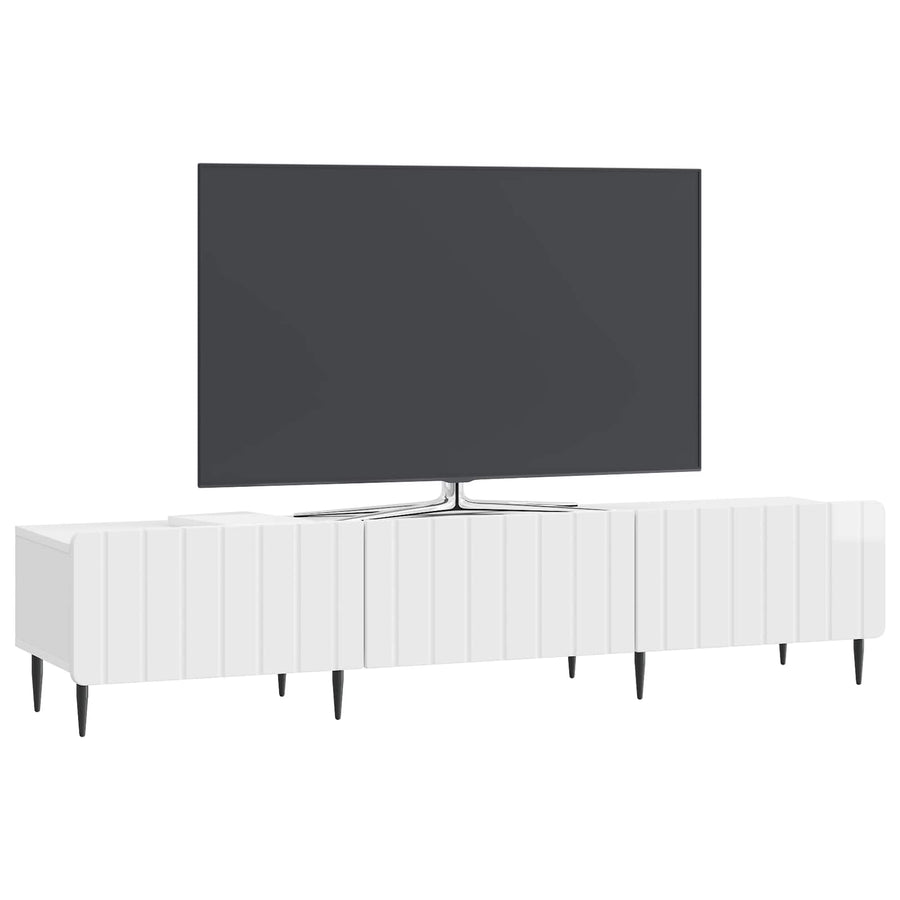 TV-kast met lade Hoogglans Wit 147 x 34,5 x 32 cm Bewerkt hout