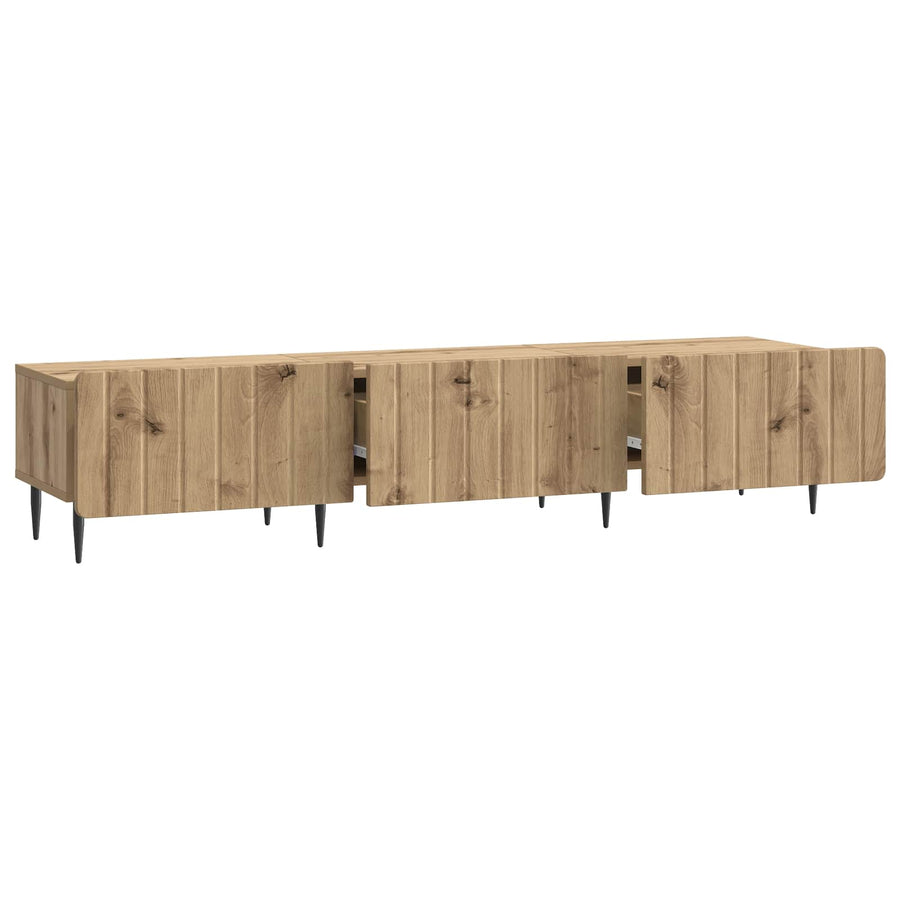 TV-kast Artisanaal eiken 147 x 34,5 x 32 cm Bewerkt hout
