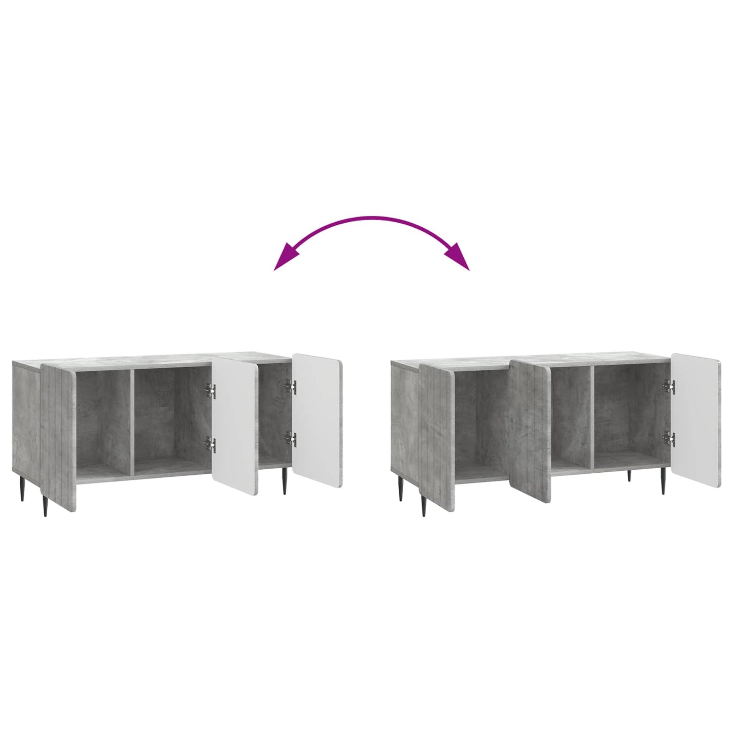 TV-kast Betongrijs 99 x 34,5 x 52 cm Bewerkt hout