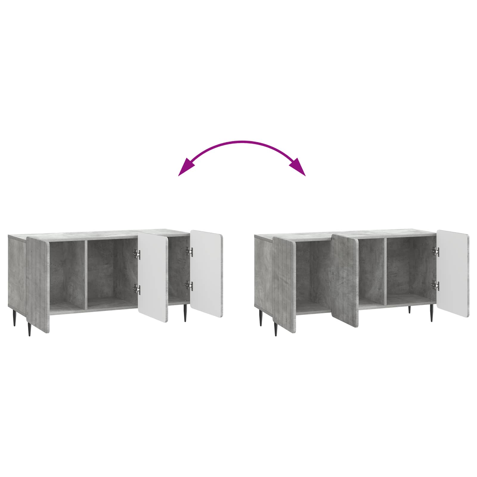 TV-kast Betongrijs 99 x 34,5 x 52 cm Bewerkt hout
