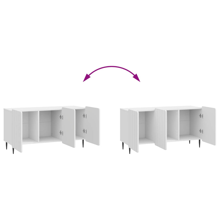 TV-kast Hoogglans Wit 99 x 34,5 x 52 cm Bewerkt hout