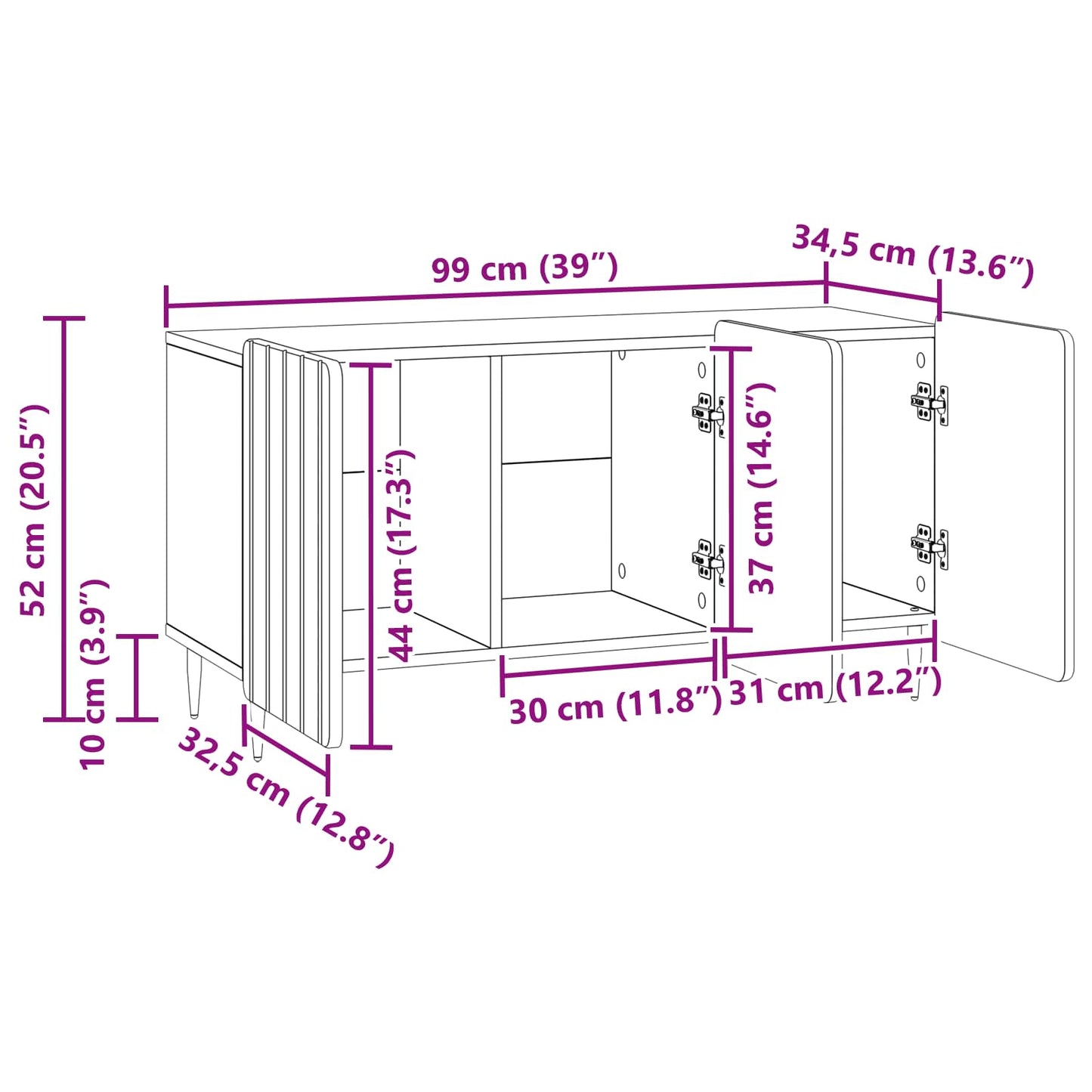 TV-kast Grijs sonoma 99 x 34,5 x 52 cm Bewerkt hout