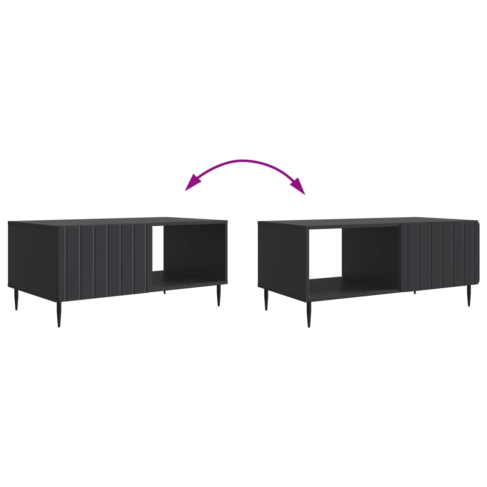 Salontafel Zwart 90 x 50 x 40 cm Bewerkt hout