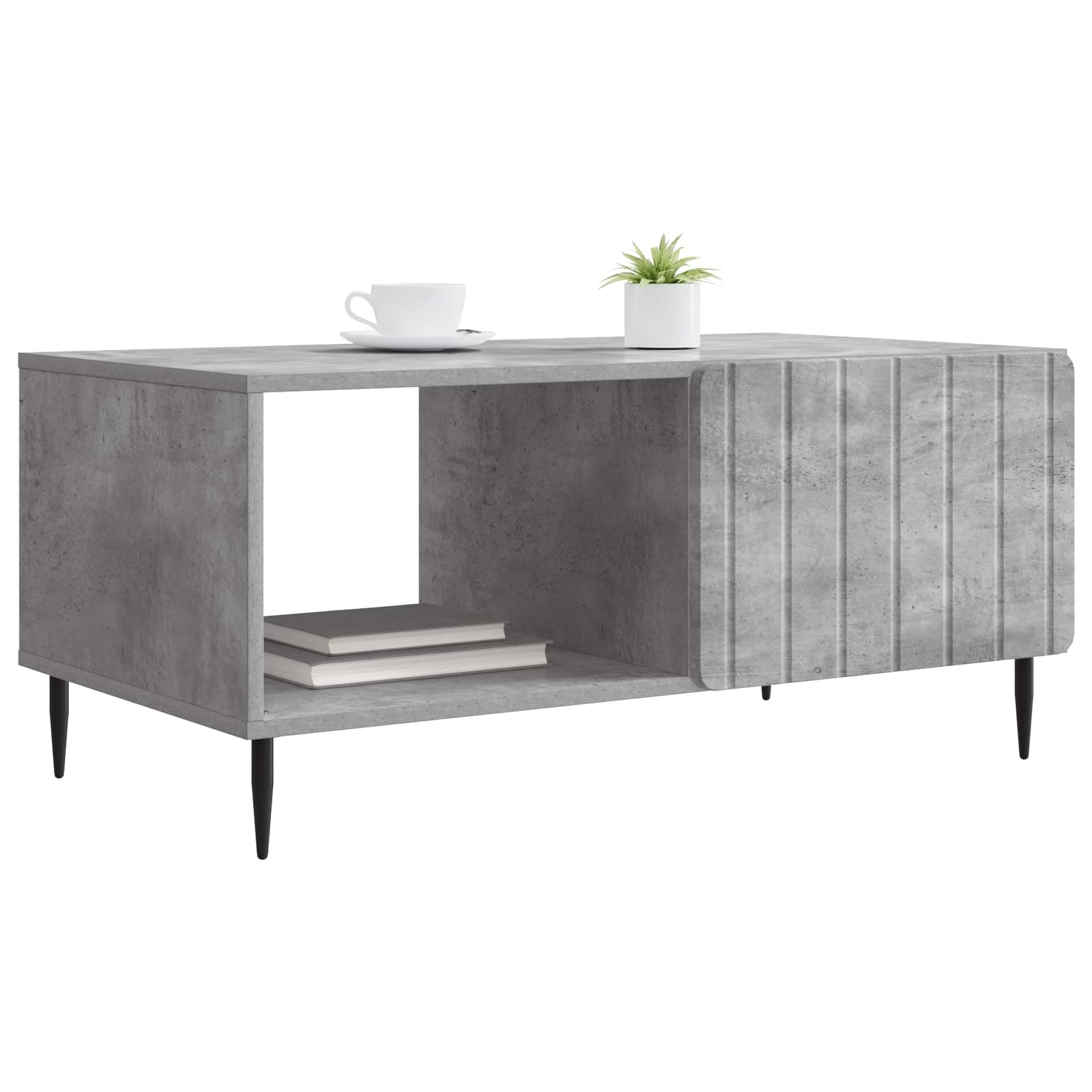 Salontafel Betongrijs 90 x 50 x 40 cm Bewerkt hout