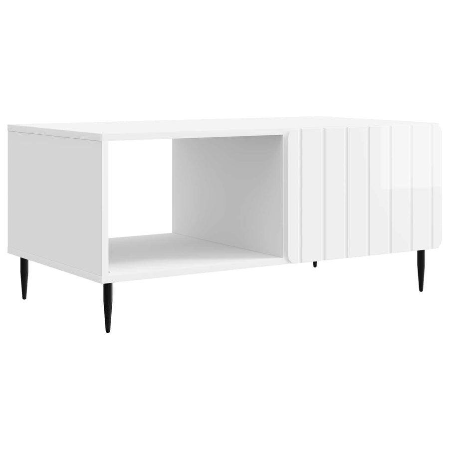 Salontafel Hoogglans Wit 90 x 50 x 40 cm Bewerkt hout