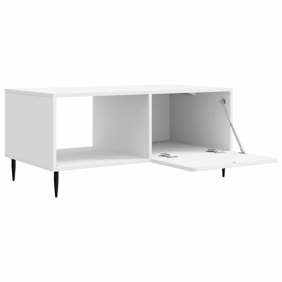 Salontafel Hoogglans Wit 90 x 50 x 40 cm Bewerkt hout