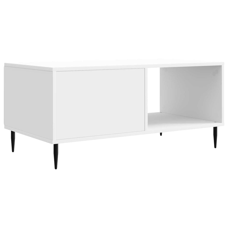 Salontafel Hoogglans Wit 90 x 50 x 40 cm Bewerkt hout