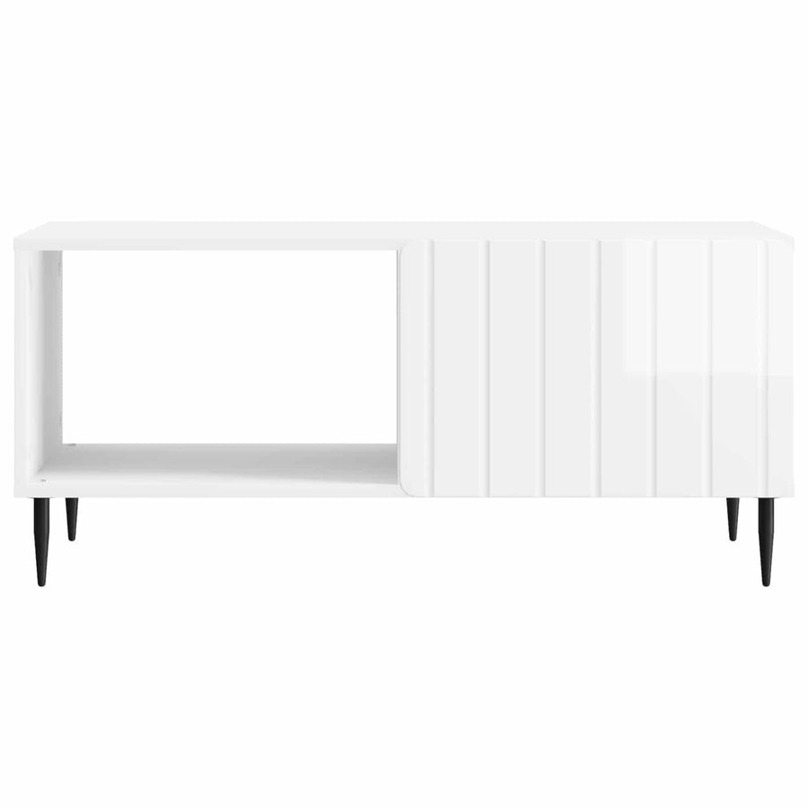 Salontafel Hoogglans Wit 90 x 50 x 40 cm Bewerkt hout
