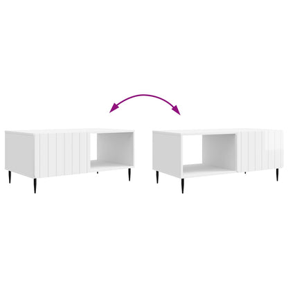 Salontafel Hoogglans Wit 90 x 50 x 40 cm Bewerkt hout