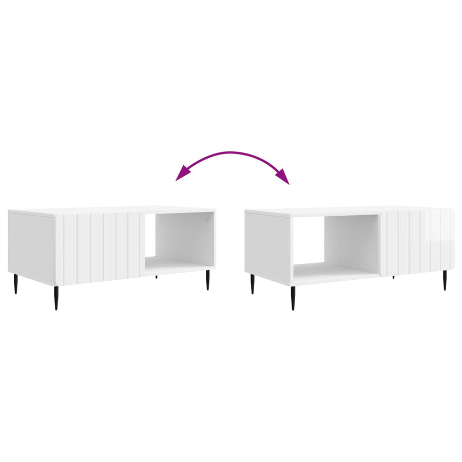 Salontafel Hoogglans Wit 90 x 50 x 40 cm Bewerkt hout