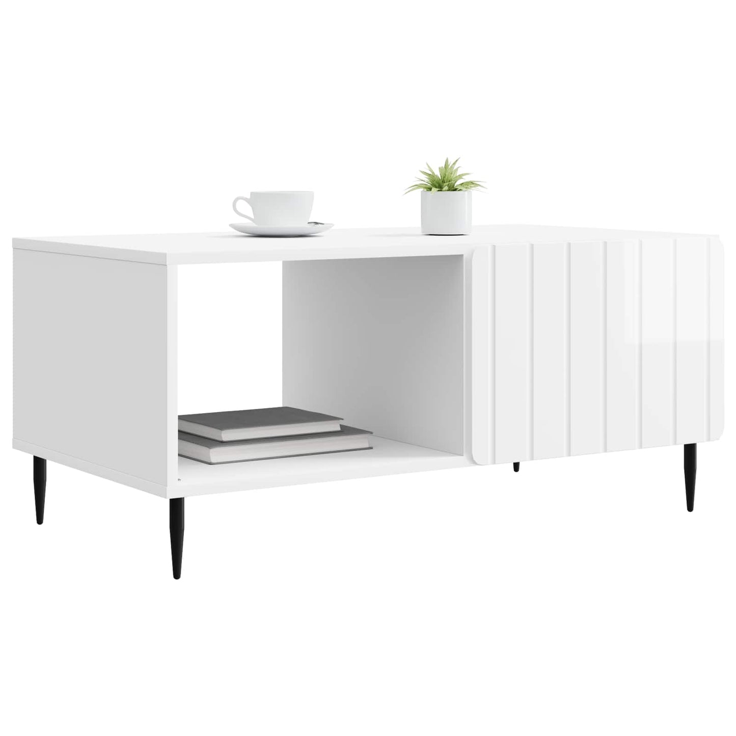 Salontafel Hoogglans Wit 90 x 50 x 40 cm Bewerkt hout