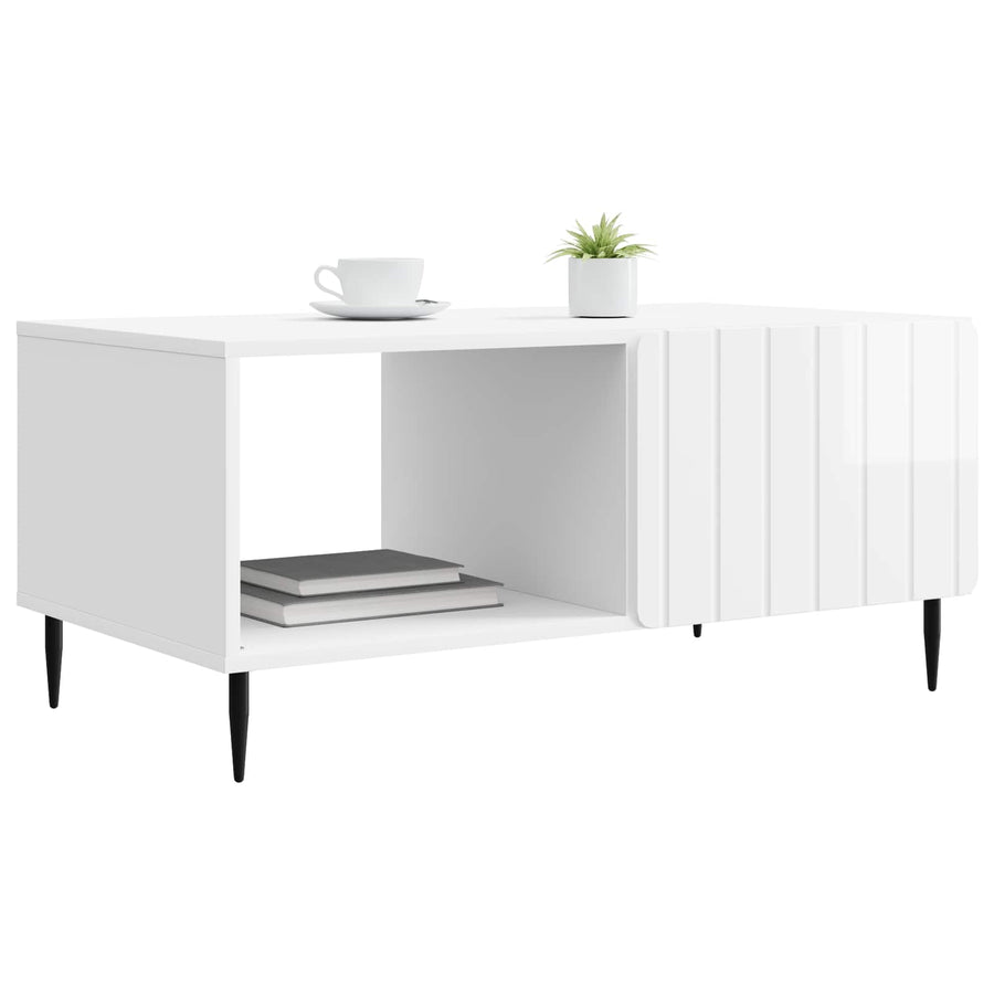Salontafel Hoogglans Wit 90 x 50 x 40 cm Bewerkt hout