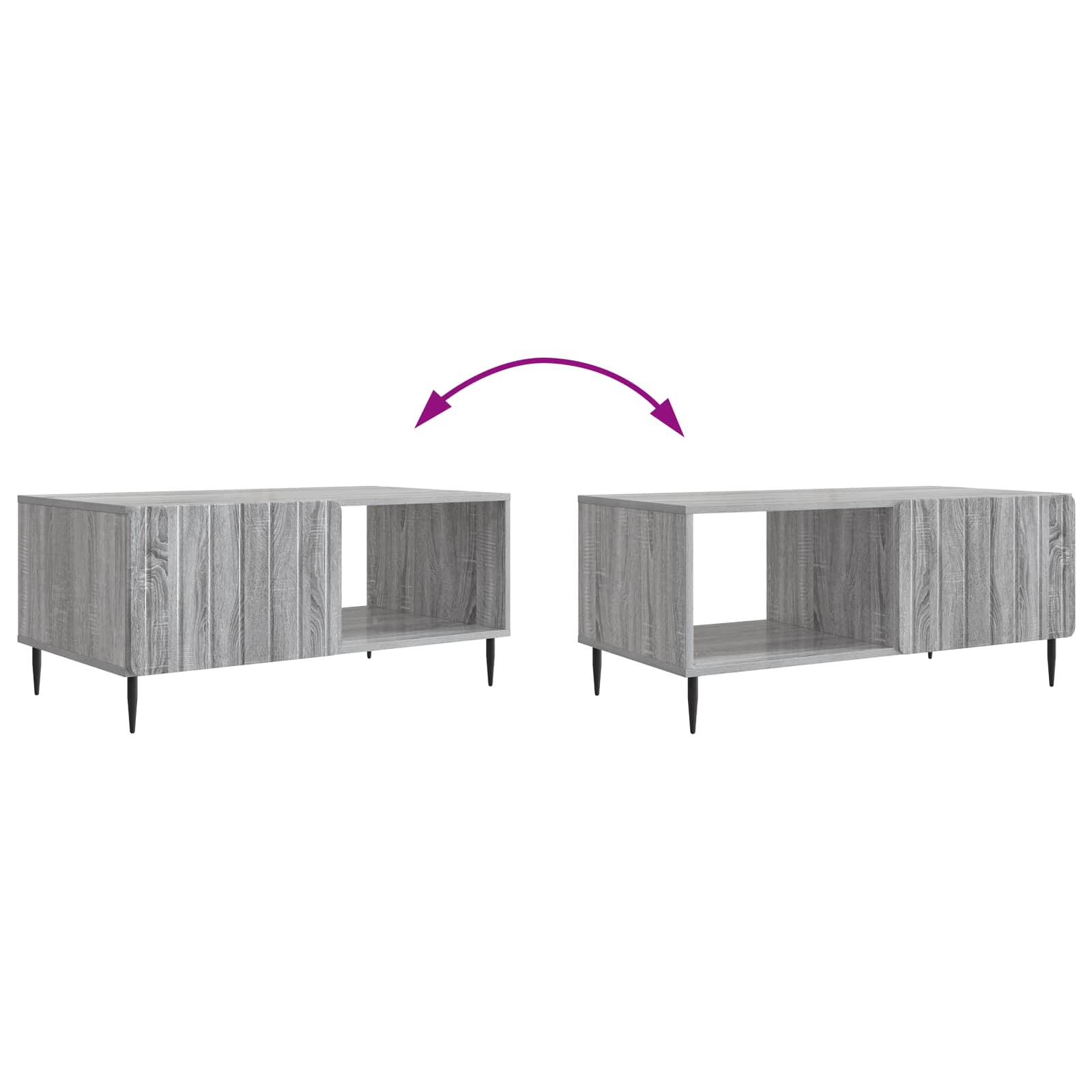 Salontafel Grijs Sonoma 90 x 50 x 40 cm Bewerkt hout