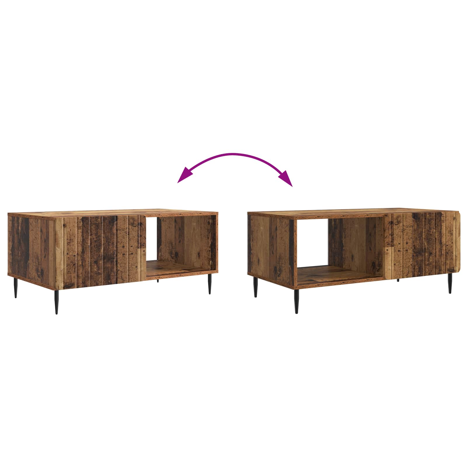 Salontafel Oud hout 90 x 50 x 40 cm Bewerkt hout