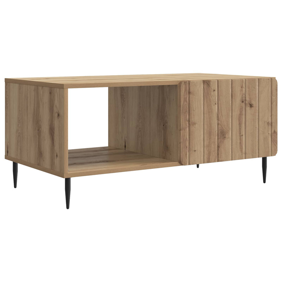Salontafel Artisanaal eiken 90 x 50 x 40 cm Bewerkt hout