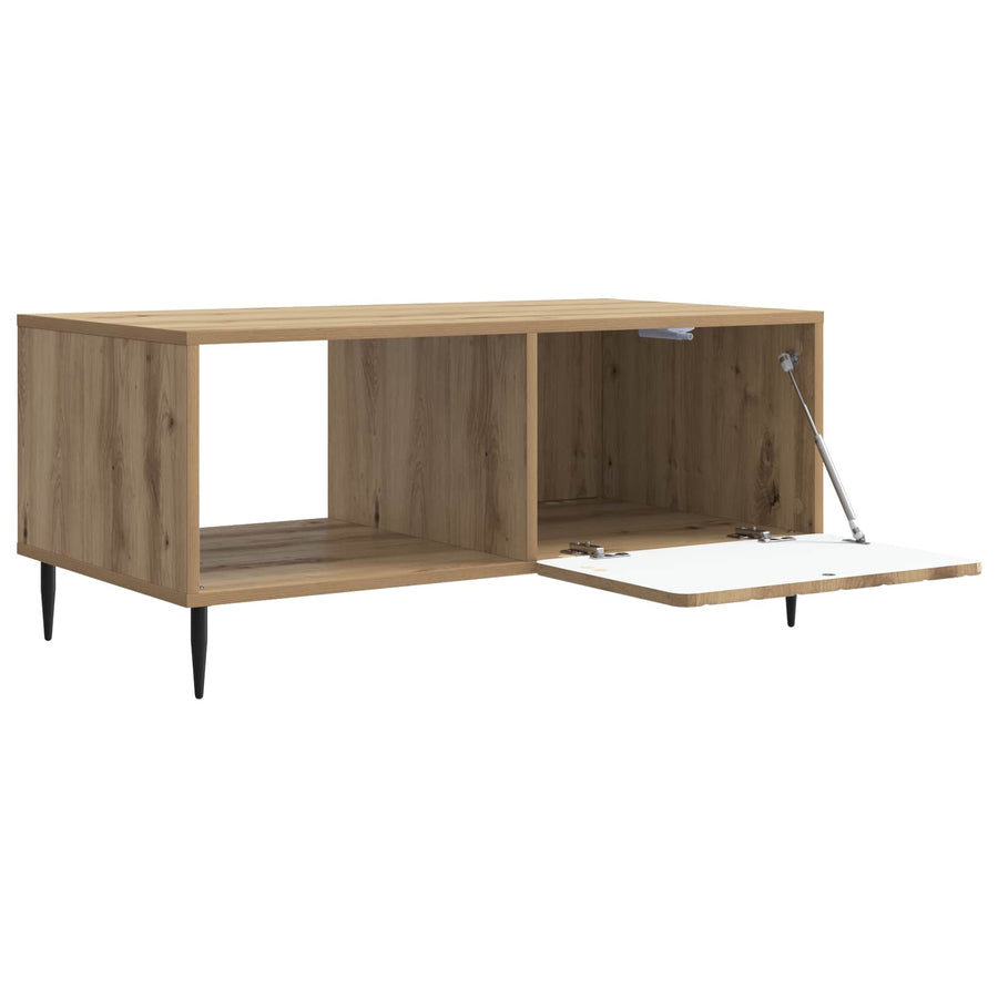 Salontafel Artisanaal eiken 90 x 50 x 40 cm Bewerkt hout