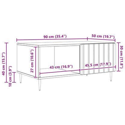 Salontafel Artisanaal eiken 90 x 50 x 40 cm Bewerkt hout