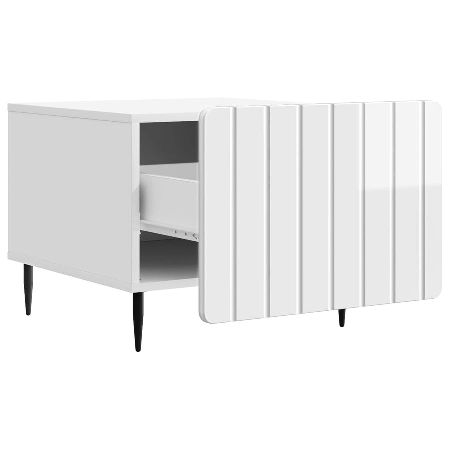 Salontafel met lade Hoogglans Wit 49 x 50 x 42 cm Bewerkt hout